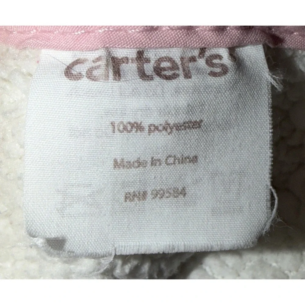 Carter's Baby Blanket Pink White Circles Dots‎ Sherpa